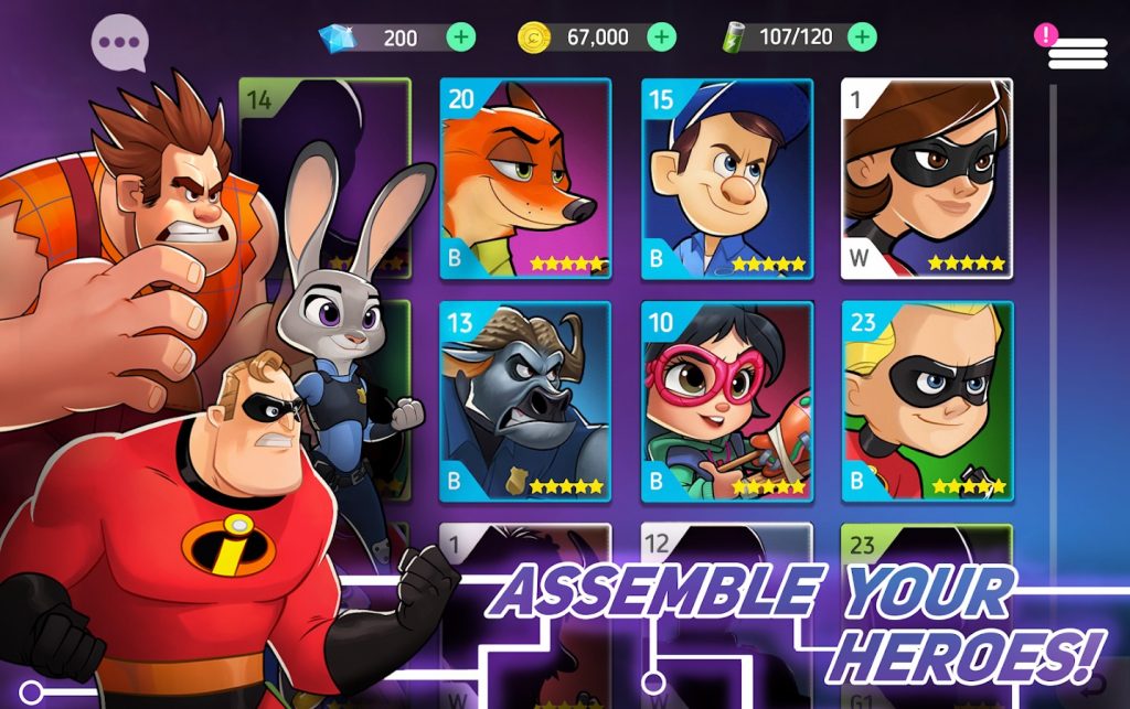 Các nhân vật trong chế độ chiến đấu của Disney Heroes 1024x643
